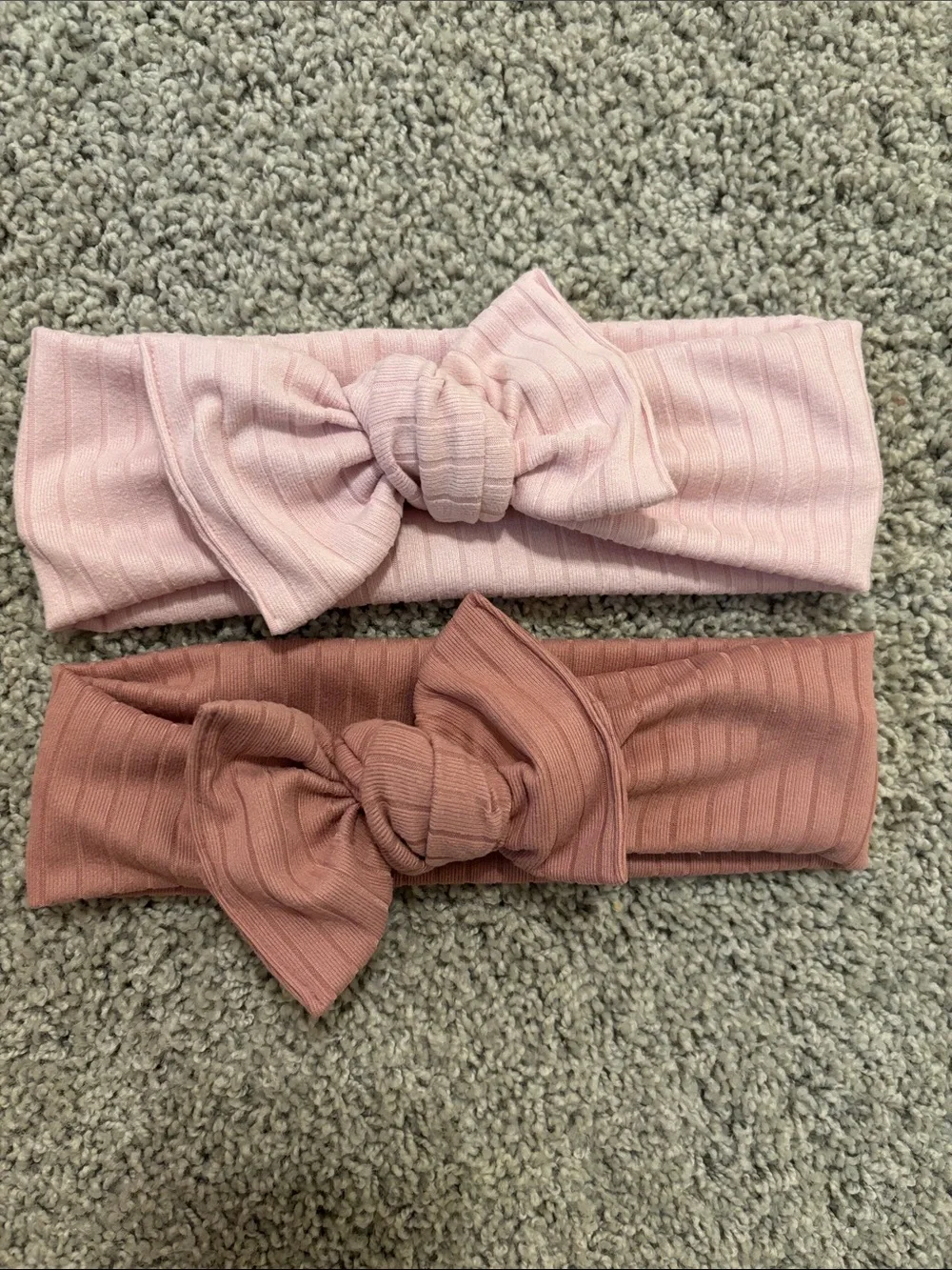 Bow Babes Kids Ribbed Bow Headband Set - Light Pink & Dusty Rose